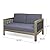 Outdoor Acacia Wood Chat Set with Wicker Accents - Gray 4-Piece Conversation Set with Cushions - Patio & Garden Furniture