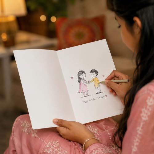 Image of Oye Happy - Rakhi Doodle Greeting Card | Cute Raksha Bandhan Card for Brother & Sister | Illustrated Keepsake Card