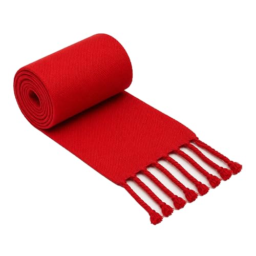 Fajín San Fermín Rojo con Flecos, Algodón, 2,5 m Largo x 12 cm Ancho, Faja Tradicional Española para Fiestas, Hecho en España
