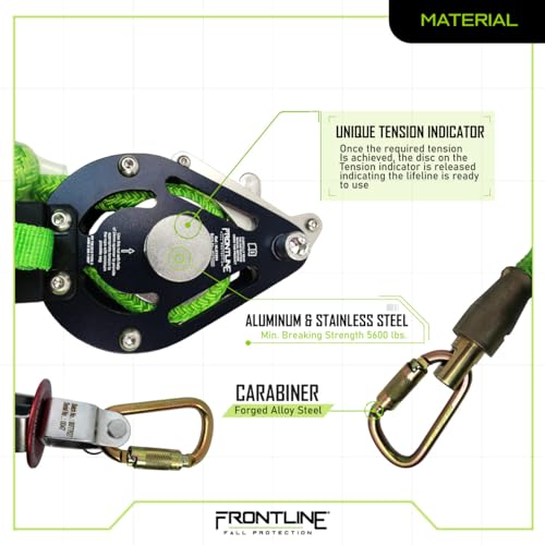 Frontline HLK1004 4-Person 100' Adjustable Horizontal Lifeline System with 6' Anchor Straps | OSHA & ANSI Compliant | Comes in Frontline Bag by FRONTLINE FALL PROTECTION - Image 5
