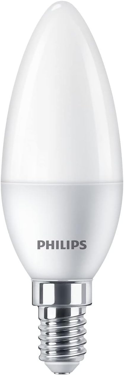 PHILIPS LED E14 Candela, confezione da 6 lampadine, equivalente a 40 W, lampadine LED smerigliate, Plastica, Luce Bianca Calda 2700K, LED a risparmio energetico con lunga durata