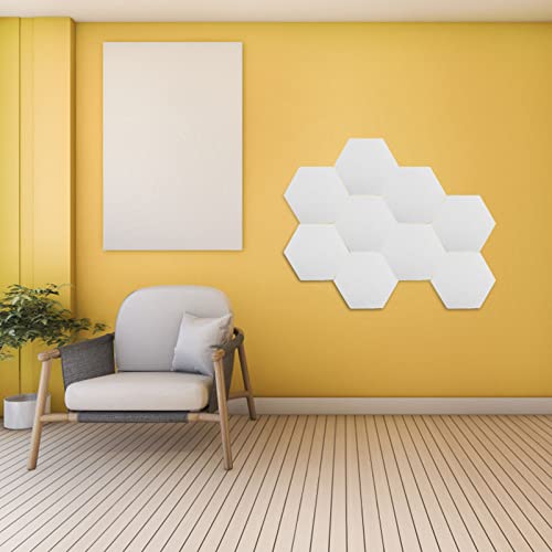 LIOOBO 12 piezas paneles hexagonales de aislamiento acústico blancos para decoración de paredes, autoadhesivos para aislamiento de sonido en estudio, oficina y decoración de fondo miniatura 7