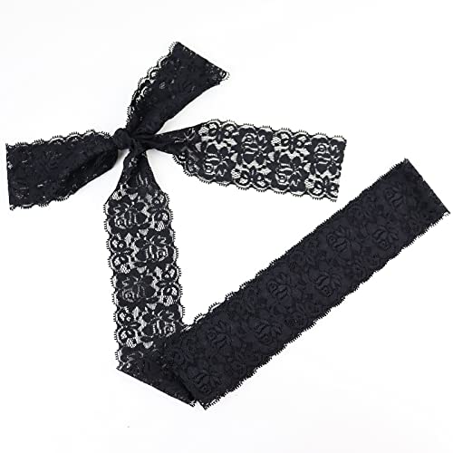 2.4 Inch Black Lace Ribbon,Sewing Lace Trim, Elastic Stretchy Lace Fabric - 5 Yard,Perfect For Crafting,Wedding,Gift Wrapping,Bow Making & Other Projects #TOP3