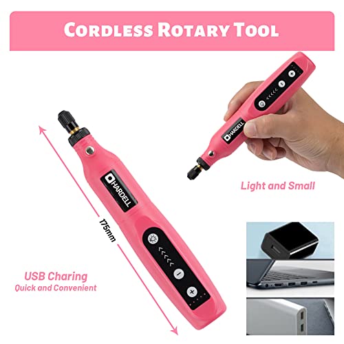 HARDELL-Mini-Cordless-Rotary-Tool-5-Speed-37V-rechargeable-Rotary-Tool-Kit-with-55-Accessories-USB-Charging-Multi-Purpose-Power-Tool-for-Sanding-Polishing-Drilling-Etching-Engraving-DIY-Crafts
