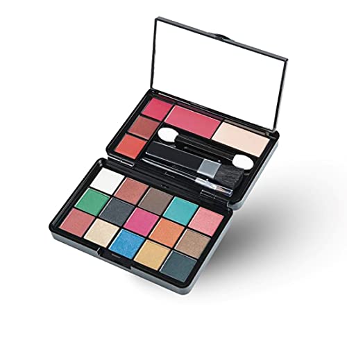 Image of Fashion Colour Professional And Home 4 IN 1 Makeup Kit (FC2022) With 15 Glamorous Eyeshadow, 3 Glossy Lip Gloss, 1 Powder Cake and 1 Blusher (Shade 01)