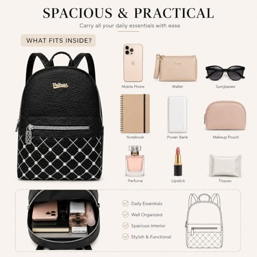 Image of VRITRAZ PU Leather Ladies Leather Shoulder Fitting Backpacks Designer Backpack Shoulder Bag, Handbag For Women, Girls Elegant Backpack Purse