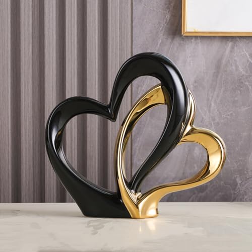Double Heart Ornament,Double Heart Ceramic Statue,Home Decoration sculpture,Creative Home Modern Gift Office Living Room Decoration Collection Souvenir,Gift.