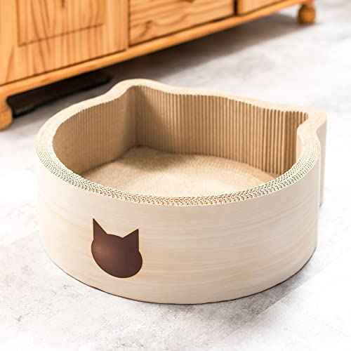 Necoichi Cat-Headed Scratcher Bed (Birch, Regular) #TOP1