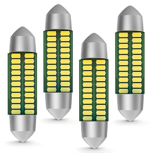 Wrexon 4Pcs 42mm LED Bulb 211-2 41mm 578 1.65in CANBUS Error Free 6000K White Super Bright Festoon Interior Dome Map Trunk License Plate Light for Car 12V.
