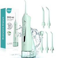 COSLUS Water Dental Flosser Teeth Pick: Portable Cordless Oral Irrigator 300ML Rechargeable Travel Irrigation Cleaner IPX7 Waterproof Electric Flossing Machine for Teeth Cleaning C20(F5020E) Green