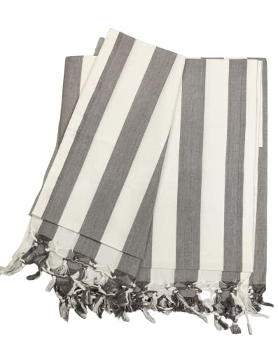 Image of Arvore Bunkaar Pure Handloom 100% Soft Desi Bamboo Viscose Soft Bhagalpuri Andi Chadar /Summer Blanket /Khes /Top Sheet /AC Blanket /Odhne wali Chadar (Grey White, Striped, 1, Bhagalpuri Chadar)