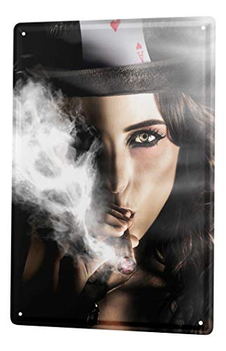 LEotiE SINCE 2004 Ass Tin Sign Jorgensen Photography Photo Images Model Poker Heart hat Cigar Smoke 20x30 cm Large Metal Wall Decoration Vintage Retro Classic Plaque