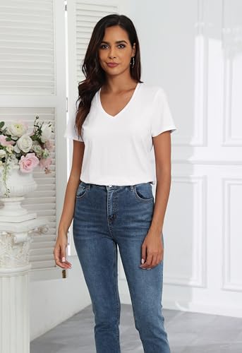 PALINDA Women's Classic Fit T Shirts Short Sleeve V Neck Casual Tee Shirt Summer Tops3