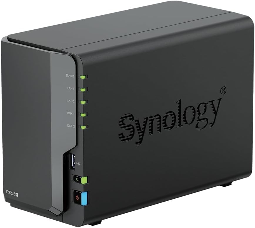 Synology DS225+ 2-Bay Diskstation NAS (Intel Celeron J4125 Quad-Core, 2 GB Non-ECC DDR4 SODIMM 1 x 2,5 GbE und 1 x 1 GbE RJ-45 LAN-Port) 16TB Bundle with 2X 8TB Seagate Ironwolf - 4