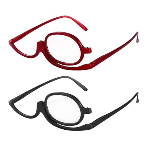 atnayo 2 Pcs Make Up Glasses, Flip-Down Single Lens Magnifying Makeup Glasses (+2.50)
