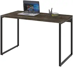 Compace - Mesa para Escritório Office Estilo Industrial 1,20m, Kuadra, Carvalho Dark/Est.Preta