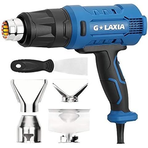 G LAXIA Heat Gun, 1800 Walt Professional Hot Air Gun with 3 Heat Settings 50℃- 550℃, 4 Nozzles Deflector and Scraper Included Cover