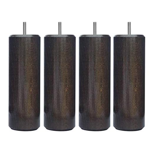 Margot 3700527816012 Cylindre Lot de 4 Pieds de Sommier, Wengé, Hauteur 15 cm