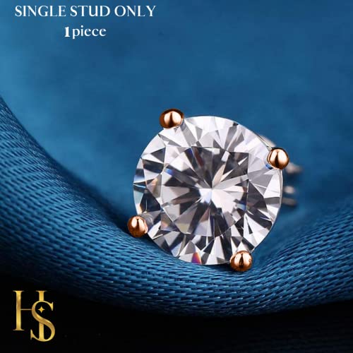 Image of HIGHSPARK 925 Silver Men's Round Solitaire Stud Earring | 92.5 Sterling Silver and Diamond like Brilliance Sparkling Zirconia | Single Stud for Men | Lovely Gift
