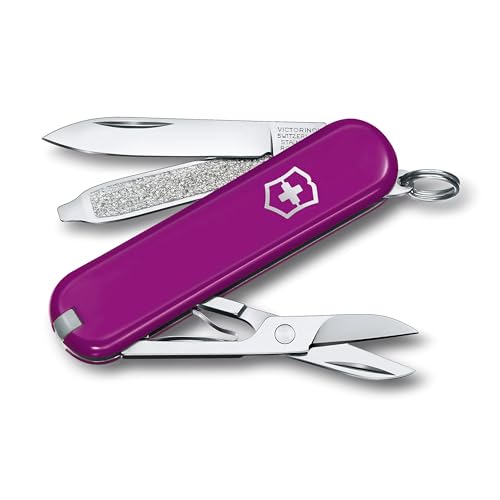 VICTORINOX(ビクトリノックス) クラシック SD クラシックカラーズ Tasty Grape スイス・アーミーナイフ 多機能 ナイフ 防災グッズ アウトドア キャンプ はさみ マイナスドライバー付き つめやすり 7機能を搭載したスイス製マルチツール 小型 コンパクト プレゼント ギフト 十徳ナイフ 【国内正規品】 0.6223.52G