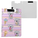 Kcldeci Clipboard Folder,Kawaii Koala with an Ice Cream A4 Foldable Clipboards File Folder Flip Writing Pad for Memo Form Document & School Office Work