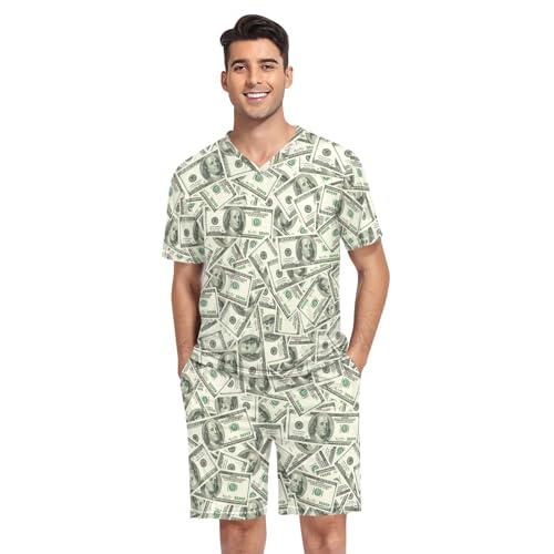 Laprad Men's Pajamas Set Two Piece Short Sleeve Sleepwear Loungewear V-Neck with Pockets