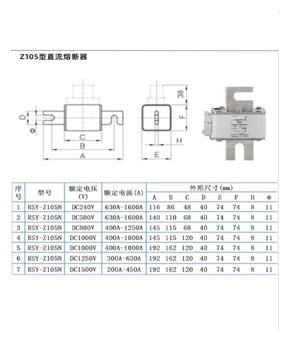 Fusible CC 500V 1400A type Z105NK fusible rapide pour armoire électrique