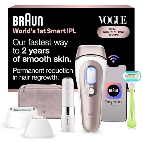 Braun Smart IPL, Skin i·Expert Pro 7, VOGUE's Best Hair Removal Device, IPL Hair Removal for Women and Men, Permanent Laser Hair Reduction At-Home, World's 1st Smart App, 3 Heads, IPL7219
