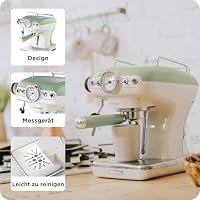 Ariete Vintage Espresso 1389, Retro Espressomaschine für Pulver oder ESE-Pads, 1-2 Tassen, Cappuccino-Düse, Edelstahl-Tassenhalter, 15 Bar, 850W, Grün – Ansicht 5