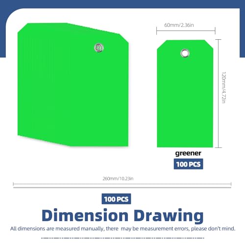 Glarks 101pcs grün 6 x 12cm wasserdichte schreibbare Etiketten mit String Set, PVC Versand Tags, Heavy Duty Shipping Moving Tag, leere Etikettierung Tag für Zuhause, Büro
