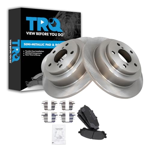 Image of TRQ Rear Brake Pad and Rotor Set Semi Metallic Solid Rotors | For 2005-2006 Saab 9-2X 2004-2008 Subaru Forester 2004-2007 Impreza