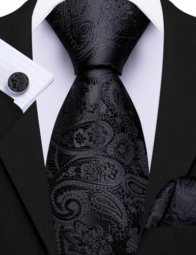 Image of Barry.Wang Men Suspender Set with Necktie Elastic Y Type Heavy Duty 6 Clips Braces Tie Handkerchief Cufflink Pin 6PCS