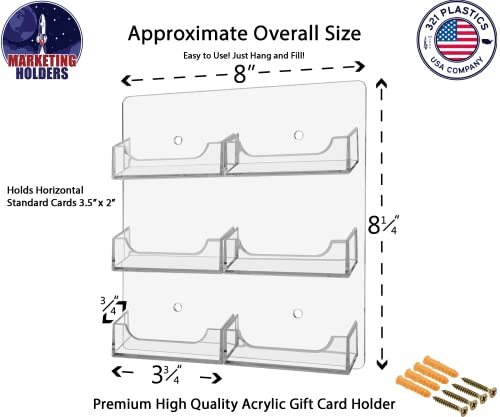Marketing Holders Multi Pocket Business Card Holder With Hardware Wall Mount Gift Card Display 6 Pocket Clear Acrylic Take A Card Gift Cards Id Badge Display Rack #TOP3