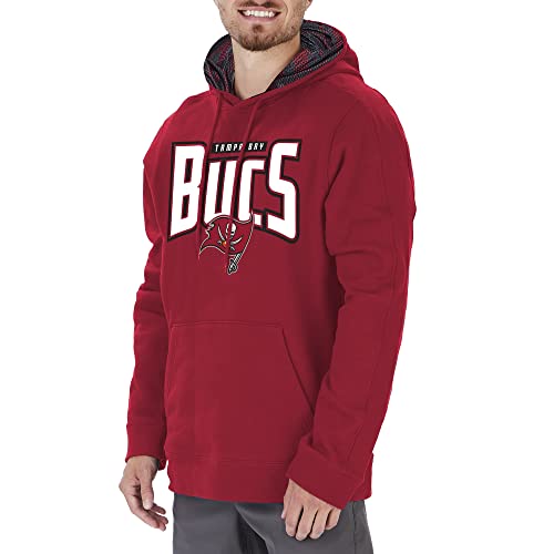 Zubaz Men's NFL Solid Team Color Pullover Hoodie with Viper Print Hood, Tampa Bay Buccaneers, XX-Large