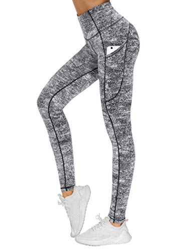 Image of THE GYM PEOPLE Thick High Waist Yoga Pants with Pockets, Tummy Control Workout Running Yoga Leggings for Women