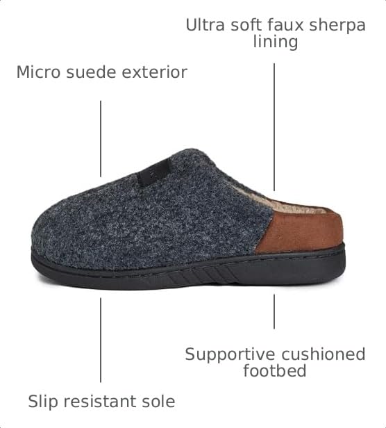 Image of Lucky Brand Boys Micro Suede Sherpa Clog Slippers Warm Plush Lined Indoor Outdoor Slip On House Shoes Cozy Kids Winter Clogs
