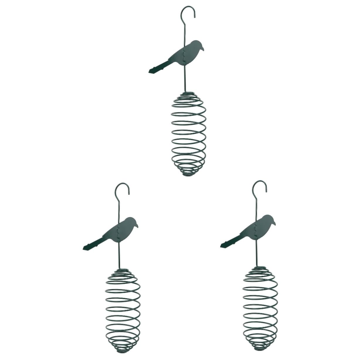 3 Jaulas para Pájaros Sebo para Pájaros Comedero De Metal Resistente Color Verde Oscuro.