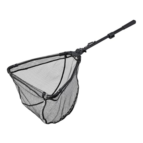 NiuLumea Épuisette de pêche télescopique de 95 cm avec règle en pouces, en alliage d'aluminium et nylon, filet pliable pour bassin d'eau salée et eau douce pour kayak, bateau, noir, longueur rétrécie