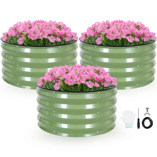 INNO STAG 3 Pcs Round Galvanized Raised Garden Bed —