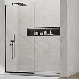 YTTSOYTS Shower Screen 36 in. x 76 in. Fully Frameless Single Fixed Shower Panel 501 Matte black 3/8' (10mm) Tempered Glass
