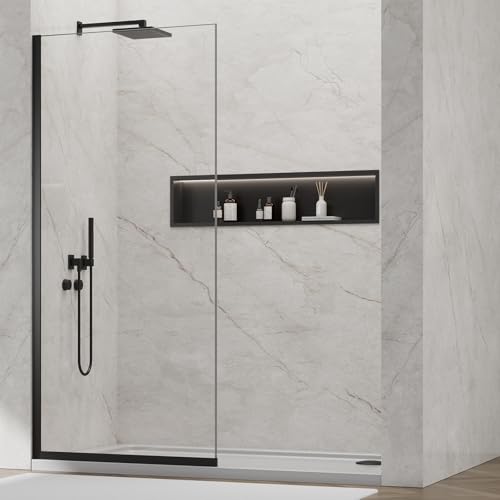 YTTSOYTS Shower Screen 36 in. x 76 in. Fully Frameless Single Fixed Shower Panel 501 Matte black 3/8