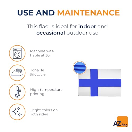 Image of AZ FLAG - Finland Flag - Large 5x8 Ft - 100D Polyester Finnish Big Banner with Two Metal Grommets - Fade Resistant - Vivid Colors - 5' x 8' Feet - 250x150 Cm