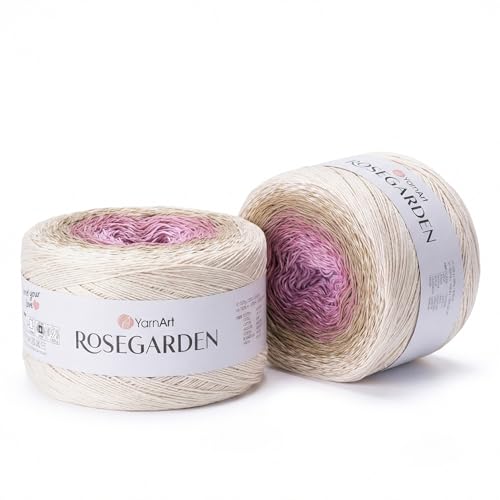 Image of Yarn Art Flowers Rosegarden 100% Cotton 250gr 8.80 oz 1094yds Multicolor Cotton Yarn Rainbow Crochet Yarn Spring Summer (327)