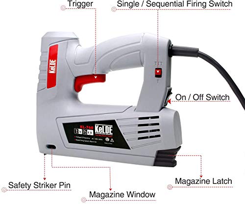 Kelde Electric Staple Gun Kit, 120V Electric Stapler/Brad Nailer With Adjustable Firing Mode Switch, Includes 1500Pcs T50 Staples And 500Pcs 14Mm Brad Nails For Carpentry, Decoration, Furniture #TOP6