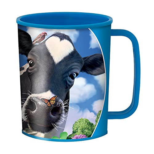 3D LiveLife Kubek do picia - Ciekawa krowa od Deluxebase. Plastikowy kubek 3D Lenticular Farm. Plastikowe kubki 300 ml dla dzieci z oryginalną grafiką licencjonowane od renomowanego artysty, Jerry