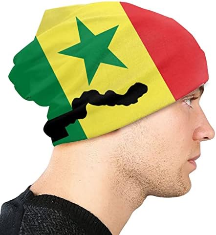 AJOR Winter Beanie Hat Senegal Map with Flag Unisex Knit Hats Skull Cap for Men and Women