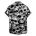 XXINPEI Men's Halloween Button Down Shirts Skull Casual Shirt Black