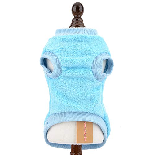 SMALLLEE_LUCKY_STORE Pet Fleece Jumper for Small Dogs Cat Girl Boy Cozy Soft Pullover Sweater Shirt Sweatshirts Warm Winter Coat Puppy Yokie Chihuahua Clothes Flower Pattern,Blue,Size M - Image 4