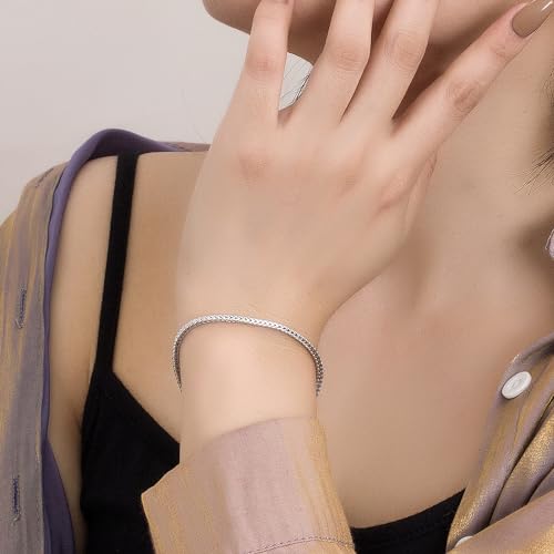 Dainty 925 Sterling Silver Chopin Chain Bracelet Women Bohemian Stackable Figaro/Box/Snake Bracelet 2MM 5 "5.9" 6.3 "6.7" 7 "7.5" 8" Jewelry Gift2