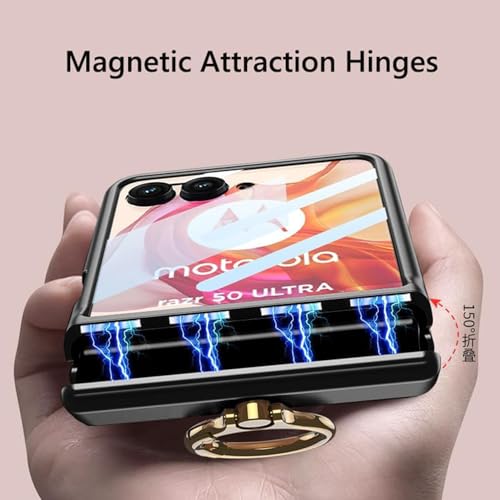 Image of Kapa Magnetic Hinge and Ring Back Cover for Motorola Razr 60 Ultra | Ultra Thin Shockproof Slim Hard Protective Case (Black)